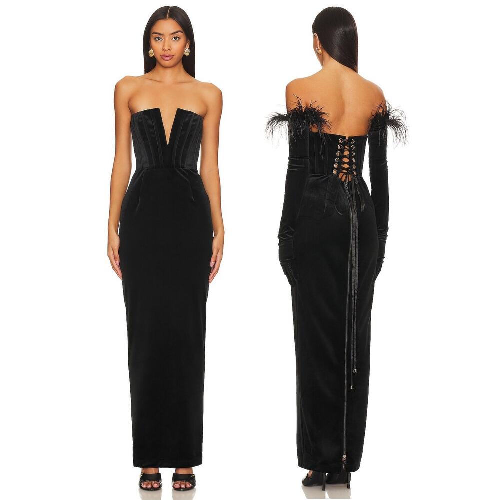 Bronx and Banco Florentina Gown Strapless Velvet Party Formal Evening Prom 4